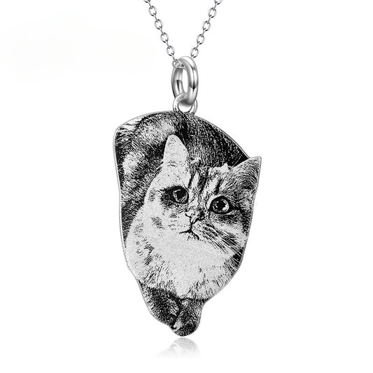 S925 Silver Custom Realistic Pet Photo Necklace