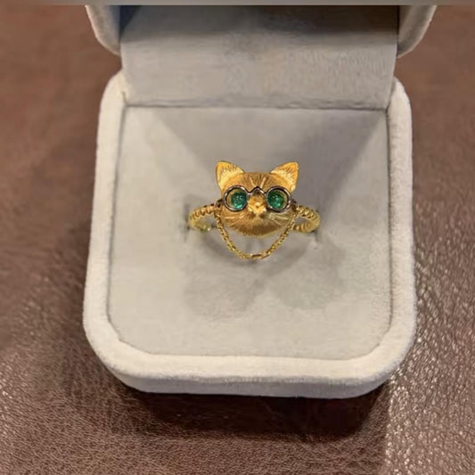 Exquisite Imitation 18K Gold Cat Ring