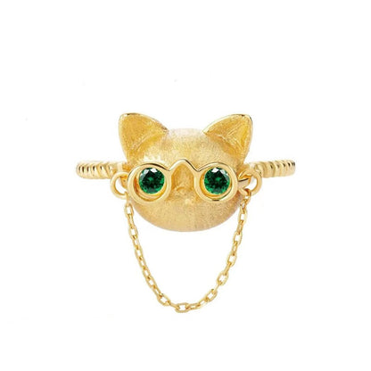 Exquisite Imitation 18K Gold Cat Ring