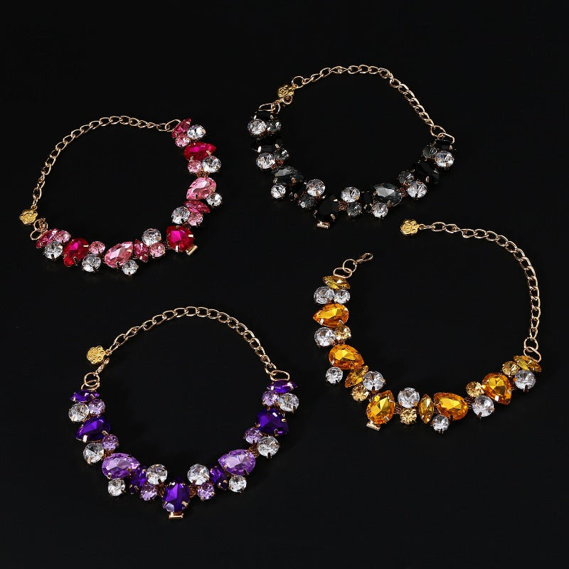 Rhinestone Water Drop Metal Necklace