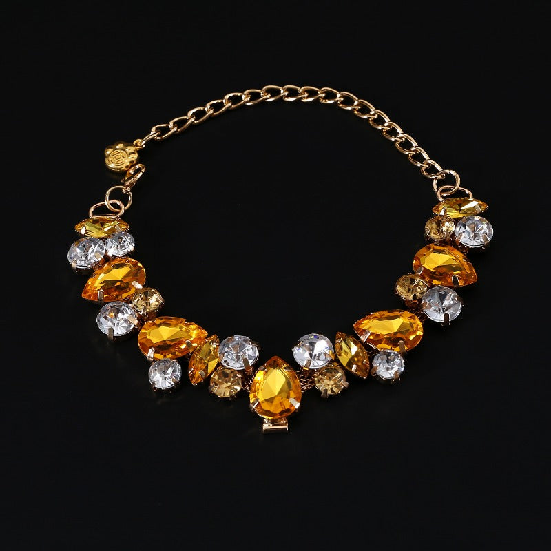 Rhinestone Water Drop Metal Necklace