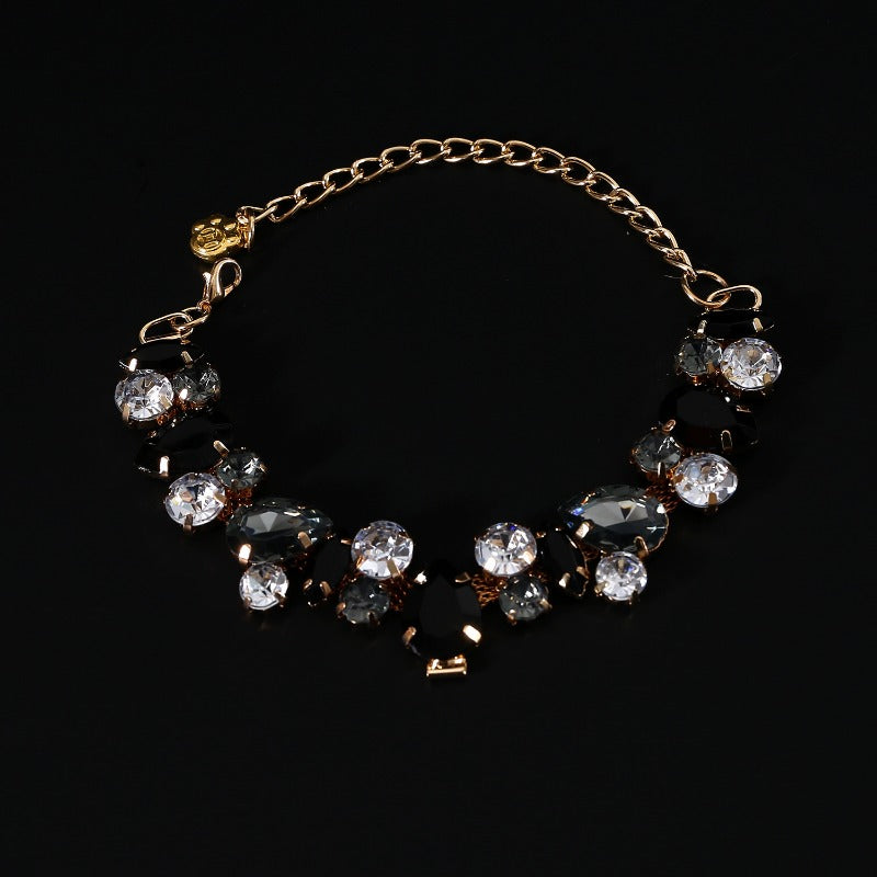 Rhinestone Water Drop Metal Necklace
