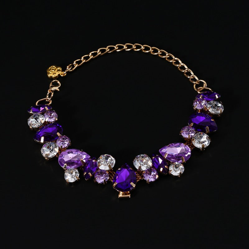 Rhinestone Water Drop Metal Necklace